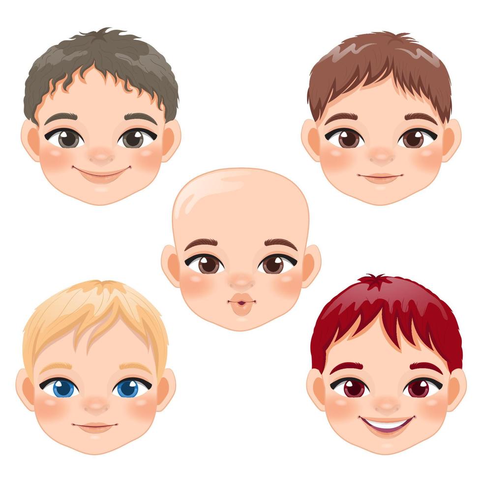 vector de personaje de dibujos animados de colección de cara de bebé lindo