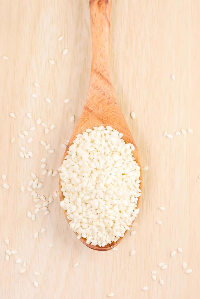 White sesame on the spoon photo