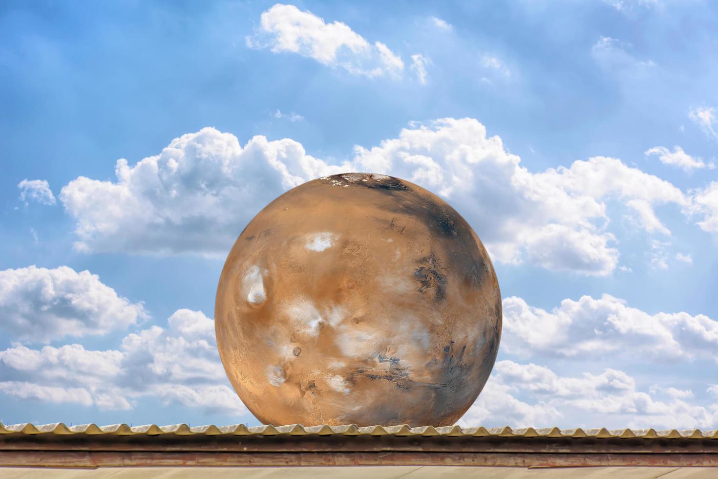 Planet Mars on the blue sky photo