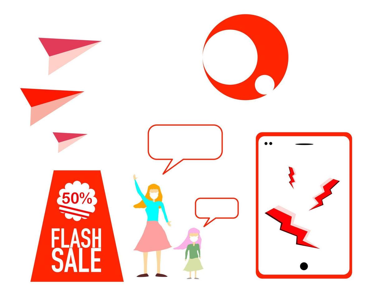 Female seller talking and giving discount to happy contemporary customer while working in modern clothes shop during seasonal sale in mall vector