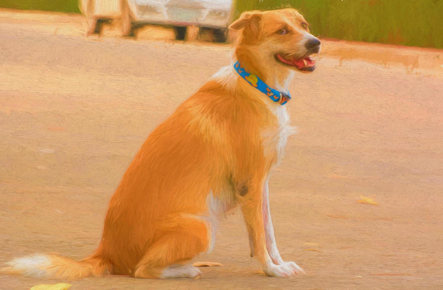 Watercolor dog sit photo
