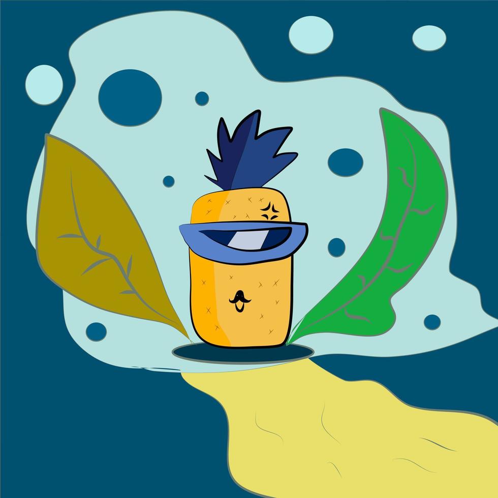 The pineapples are enjoying the holidays in April. vector