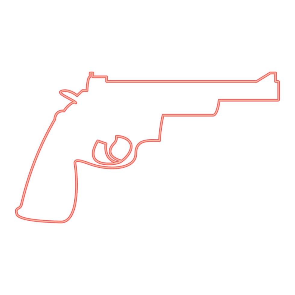 pistola de neón revólver color rojo ilustración vectorial imagen de estilo plano vector