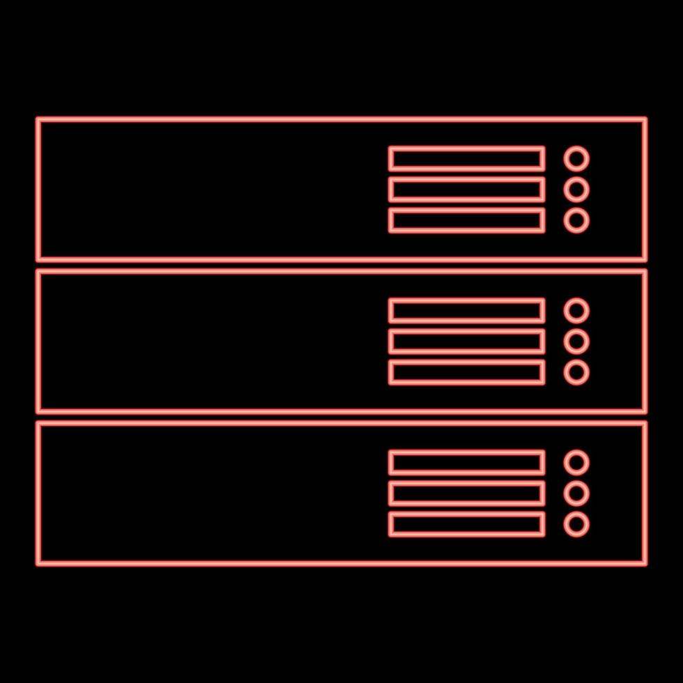 Neon server red color vector illustration flat style image