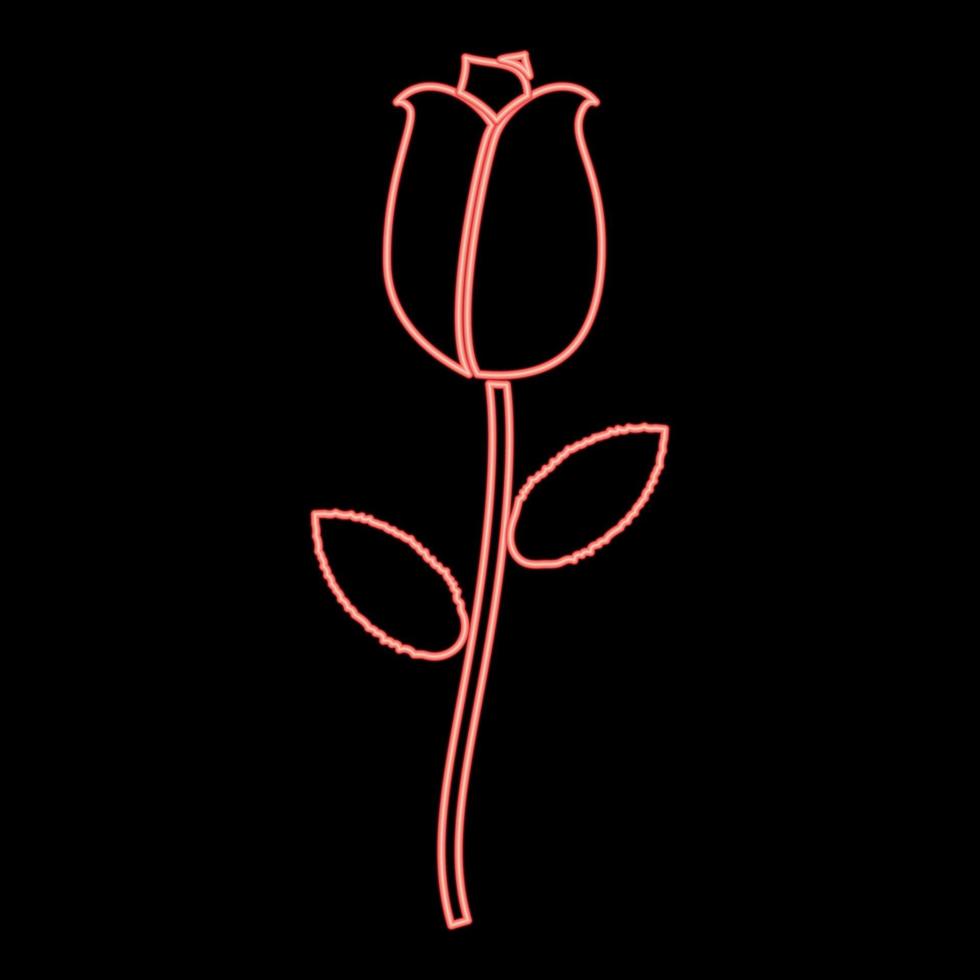 Red neon rose on a black background vector, premium image by rawpixel.com  / marinemynt