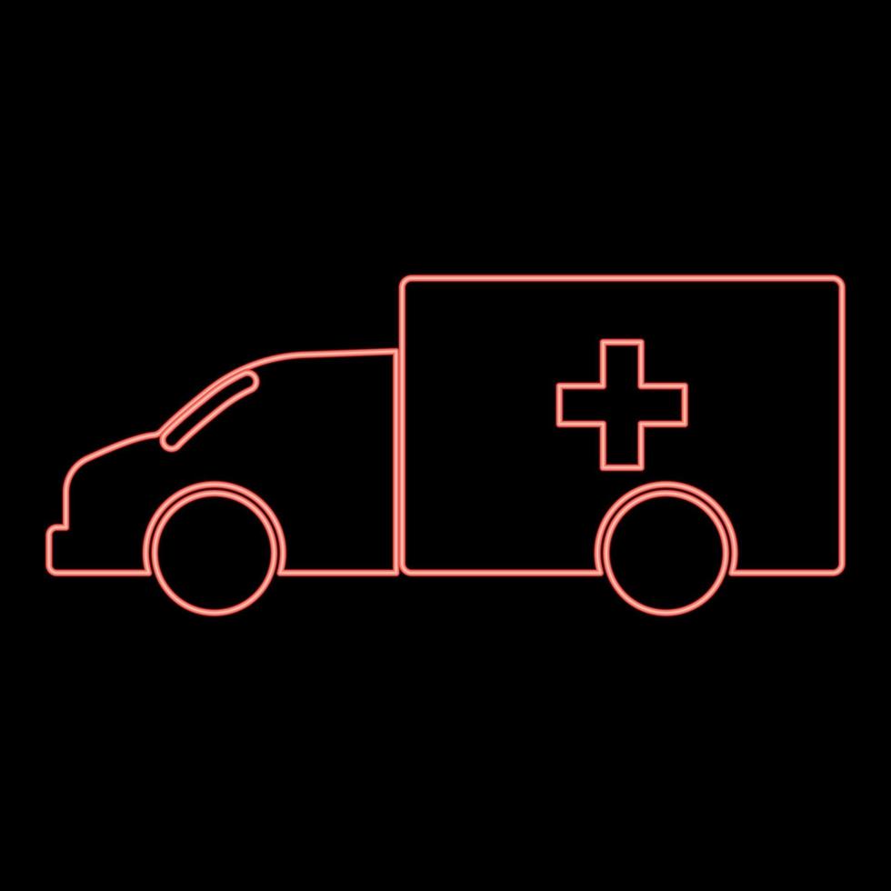 imagen de estilo plano de ilustración de vector de color rojo de coche de emergencia de neón