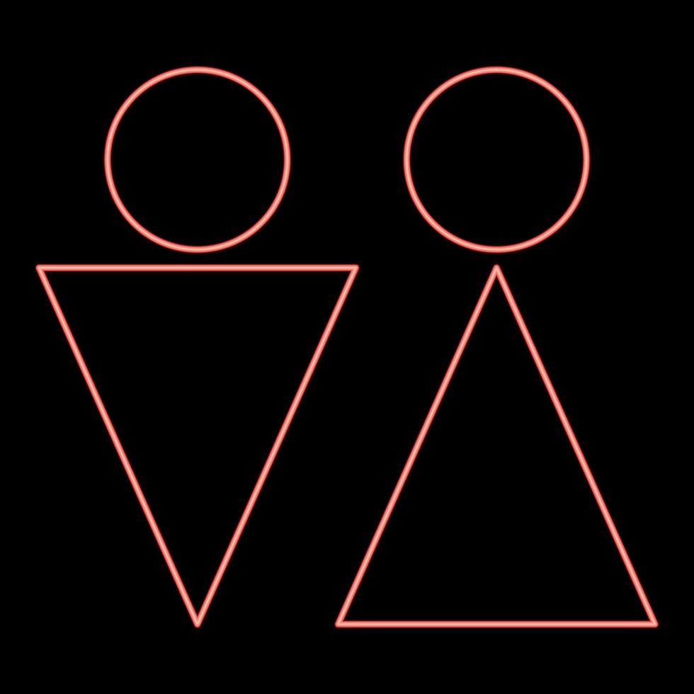 imagen de estilo plano de ilustración de vector de color rojo de hombre y mujer de neón