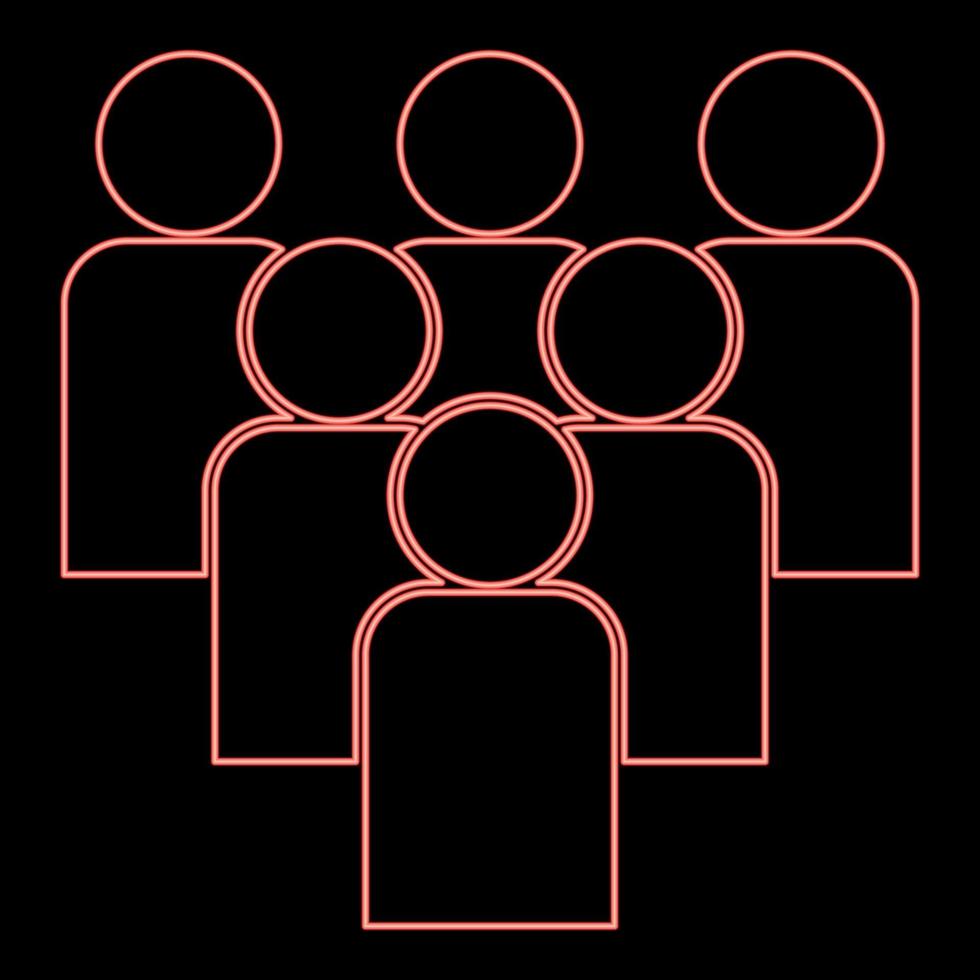 Neon working together team concept red color vector illustration flat style image