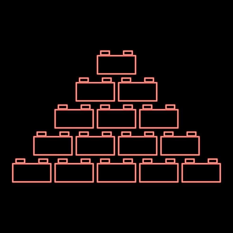 Neon building block red color vector illustration flat style image