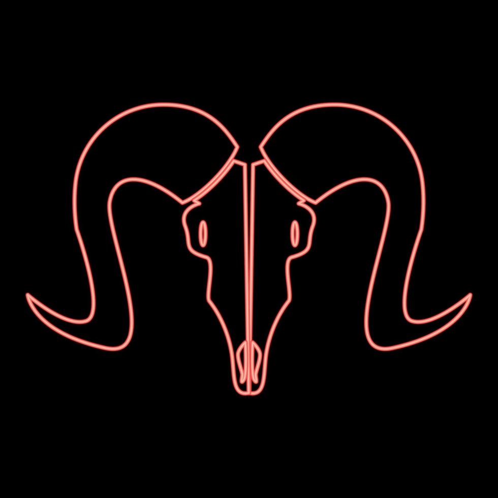Neon goat head skull red color vector illustration flat style image