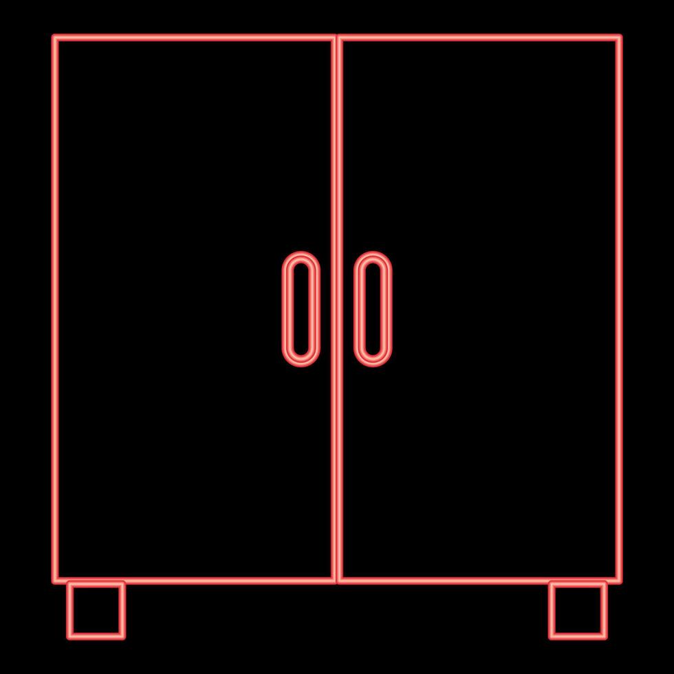 Neon cupboard or cabinet red color vector illustration image flat style