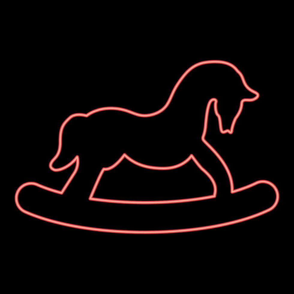 caballo de juguete de neón color rojo ilustración vectorial imagen estilo plano vector