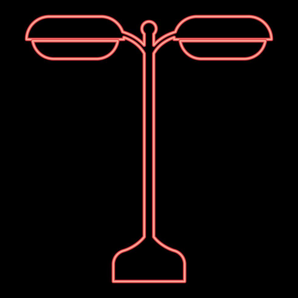 Neon street light or lamp red color vector illustration image flat style
