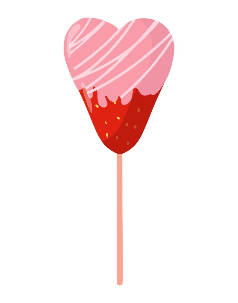 Juicy strawberries in chocolate glaze, delicious confectionery vector