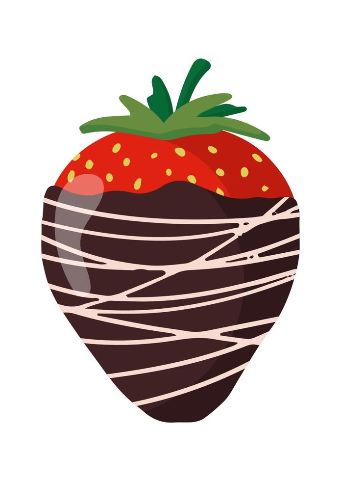 Juicy strawberries in chocolate glaze, delicious confectionery vector
