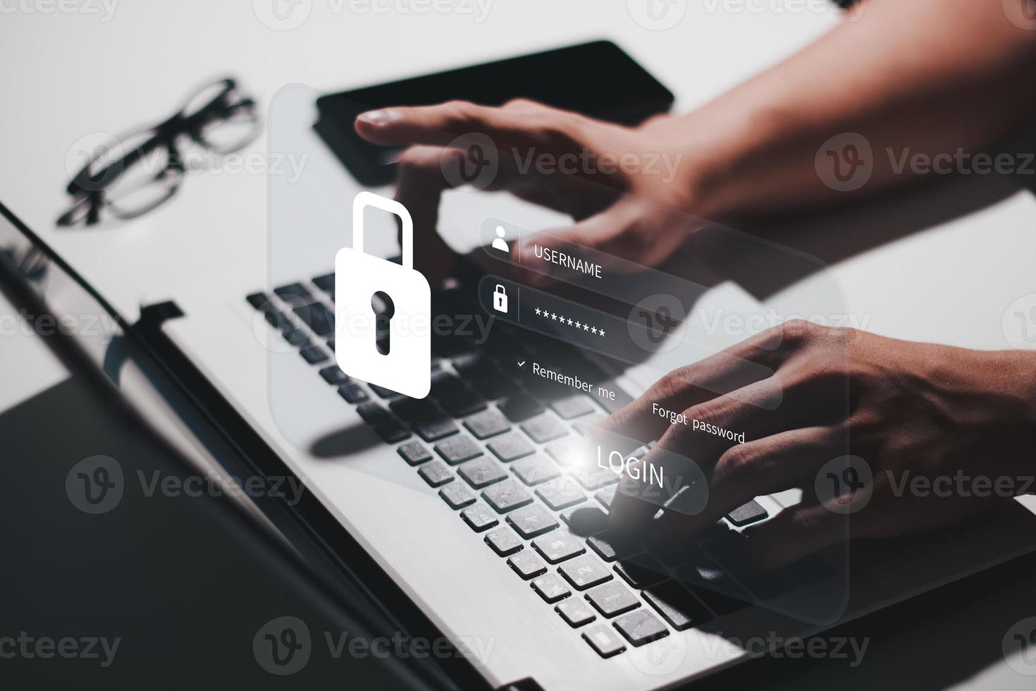 Internet network security privacy protection concept. information security and encryption, secure access to user's personal information, secure Internet access, cybersecurity. photo