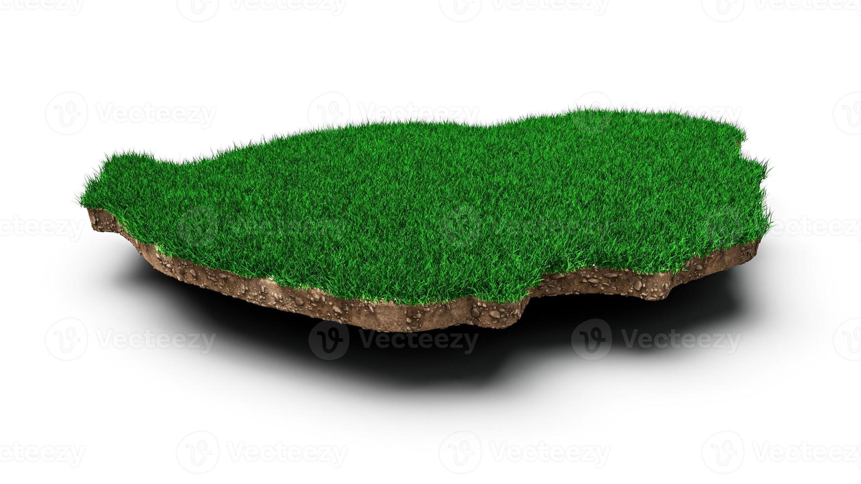 Mauritius Map soil land geology cross section with green grass and Rock ground texture 3d illustration photo