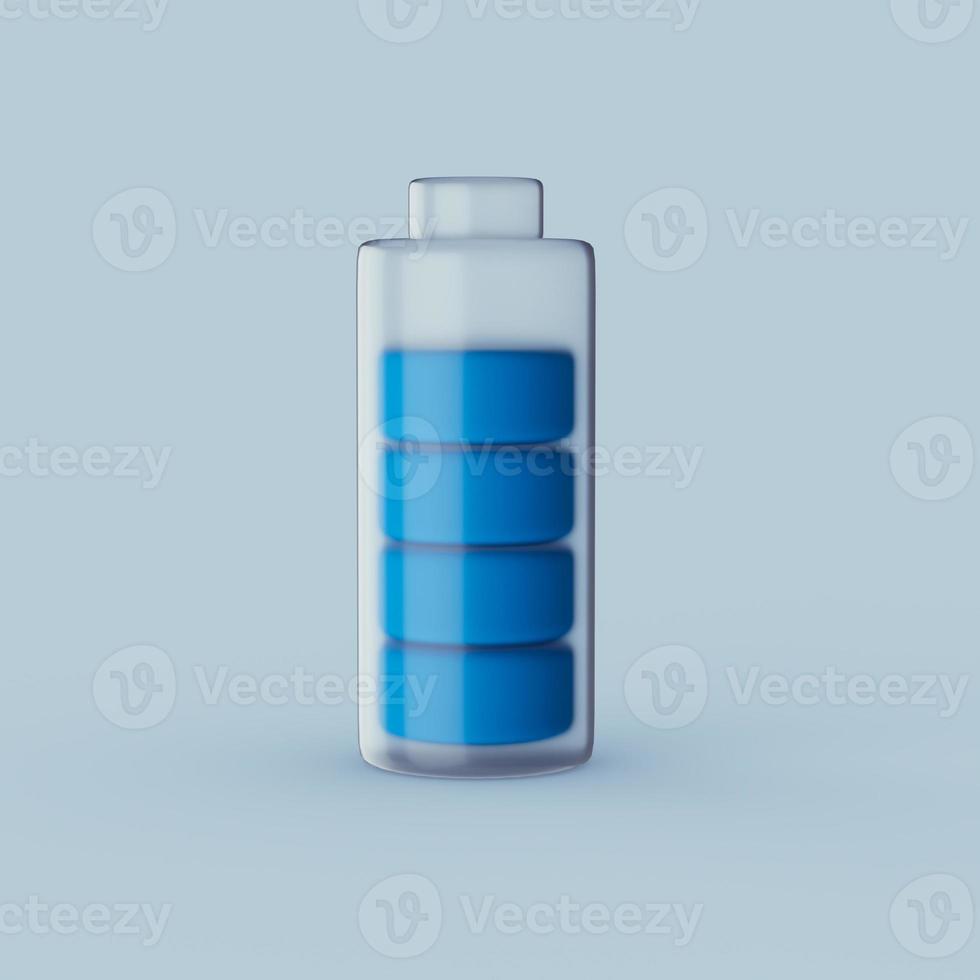 Battery charging Battery charge level indicators Glassmorphism transparency. Battery 3d illustration photo