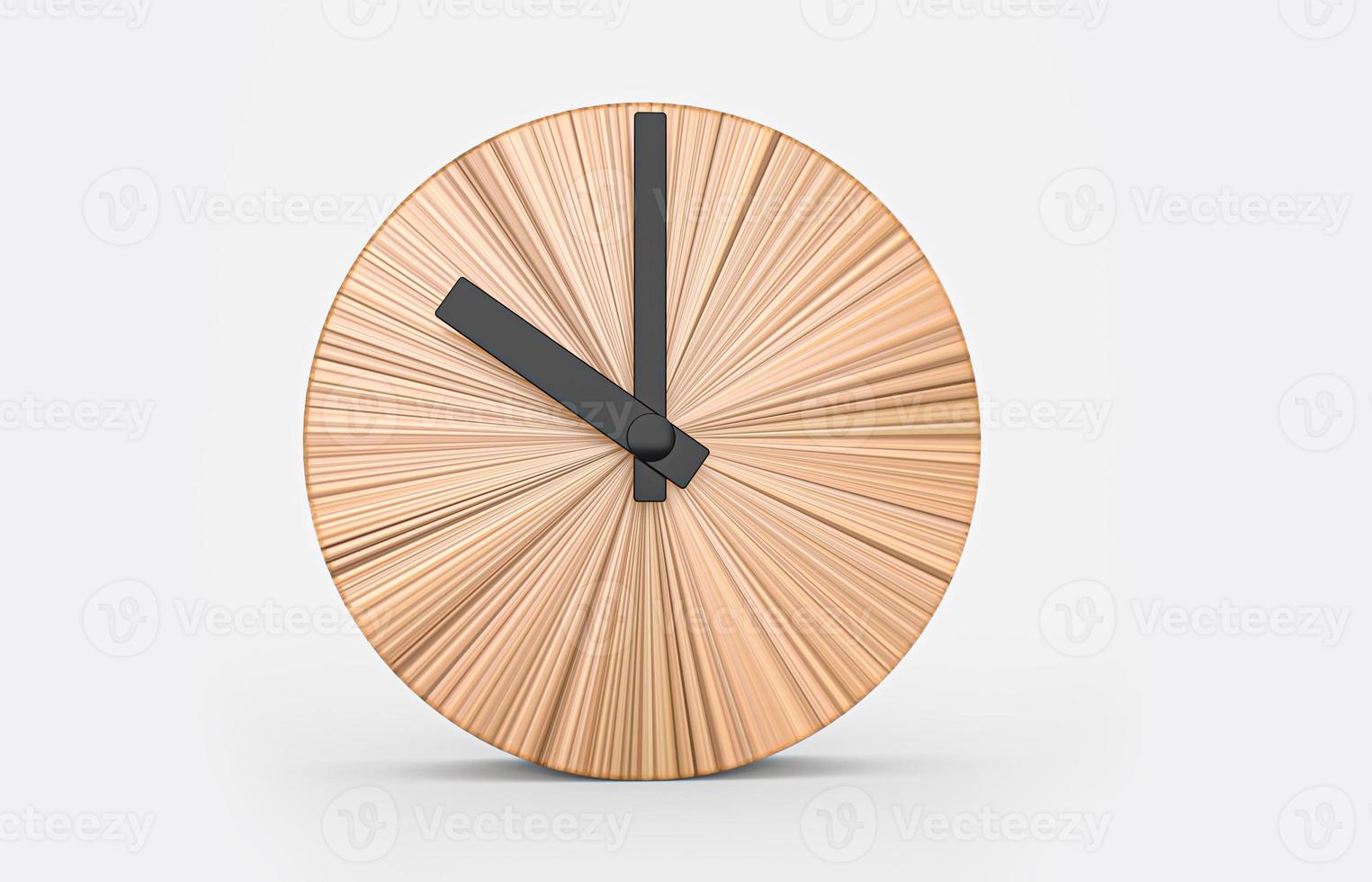 reloj de pared redondo de madera - reloj aislado sobre fondo blanco cara de reloj 10 en punto ilustración 3d foto