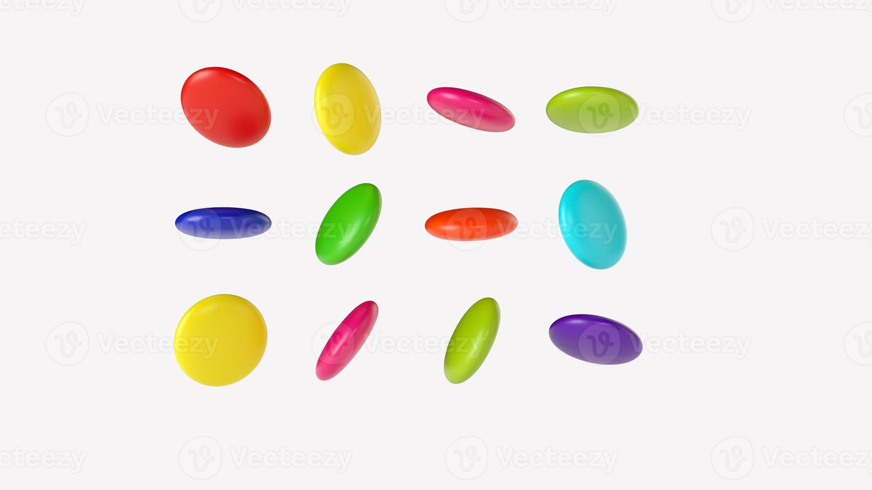 colorful chocolate coated candy isolated on white background Festive background with colorful glossy balls. Perfect for cards, brochures, cover, flyers, banners, posters 3d illustration photo