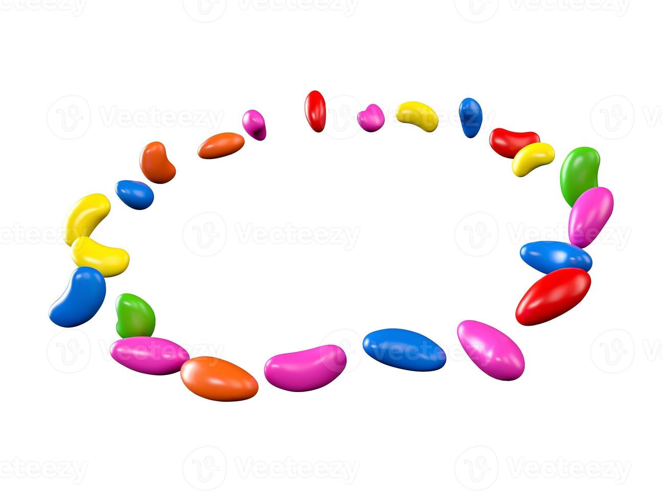 Rainbow colorful Jelly beans flying around 3d illustration photo