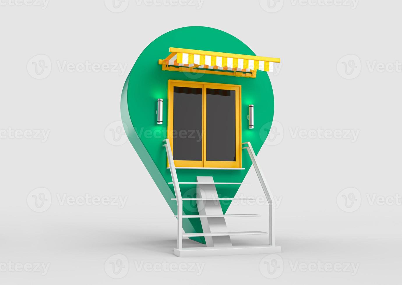 Realistic 3d pointer of map shop store outlet 3d rendering photo