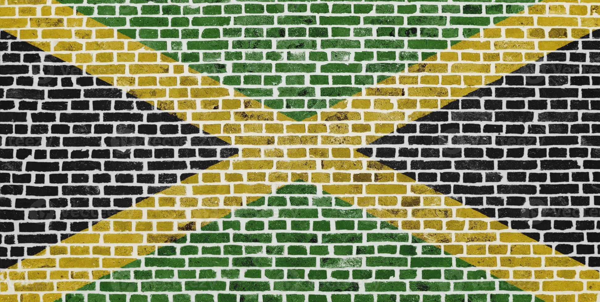 Flag of Jamaica painted on a brick wall photo