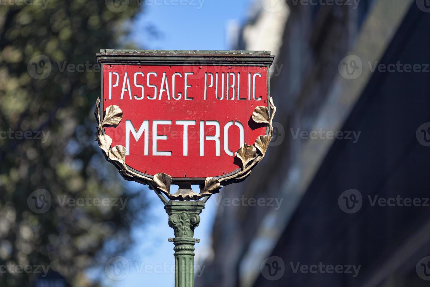 Old fashion Paris Metro sign photo