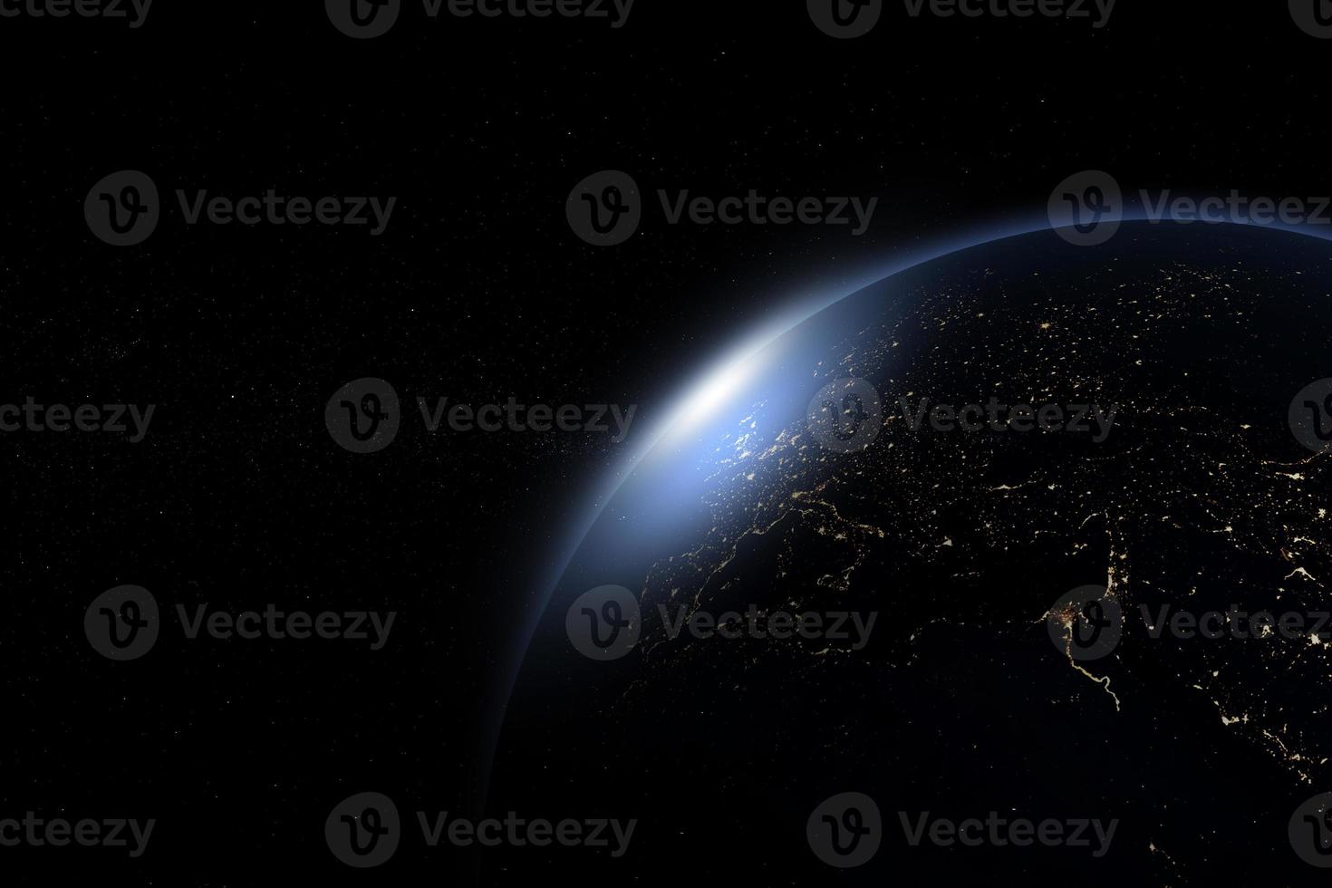 Abstract Earth in space galaxy. 3d rendering Elements of this image furnished by NASA photo