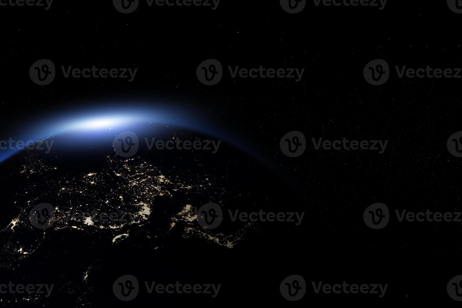 Abstract Earth in space galaxy. 3d rendering Elements of this image furnished by NASA photo