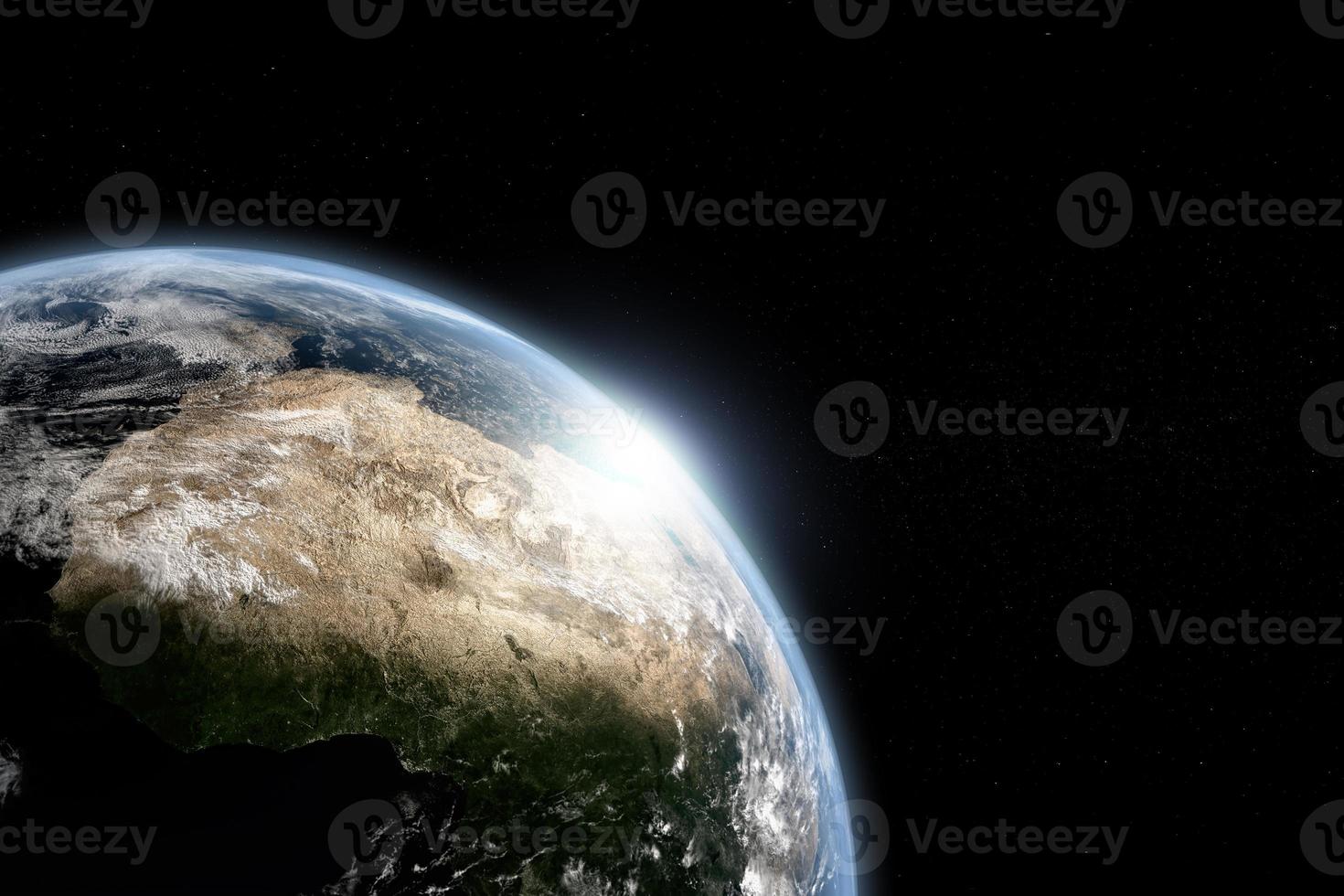 Abstract Earth in space galaxy. 3d rendering Elements of this image furnished by NASA photo