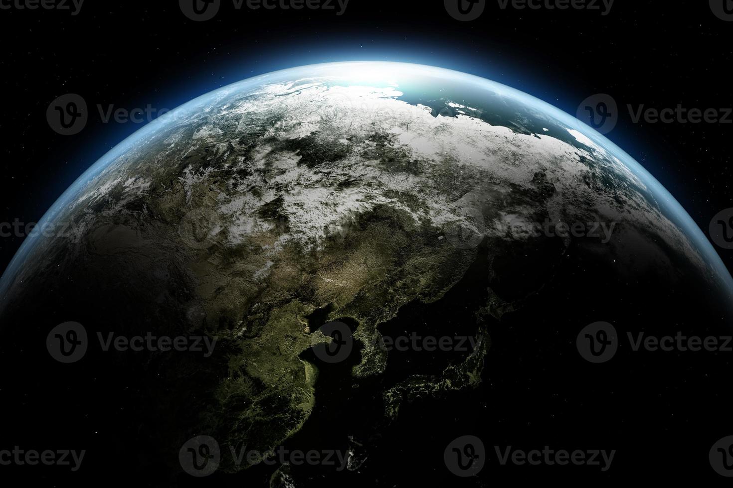 Abstract Earth in space galaxy. 3d rendering Elements of this image furnished by NASA photo