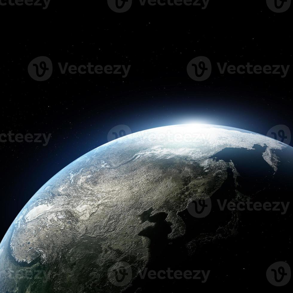 Abstract Earth in space galaxy. 3d rendering Elements of this image furnished by NASA photo