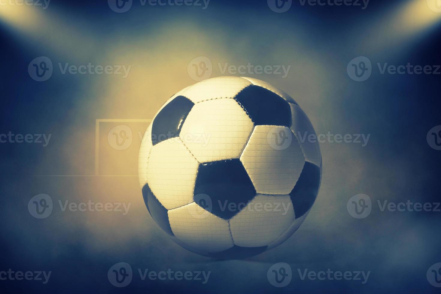 Soccer ball on green playground. Soccer concept photo