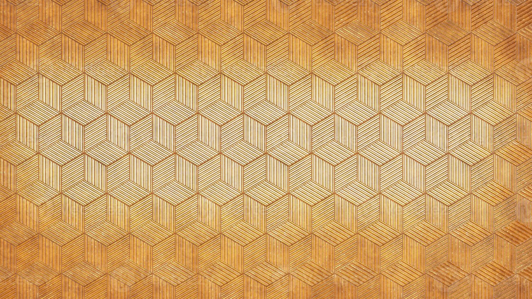 fondo de textura hexagonal de oro futurista. representación 3d foto