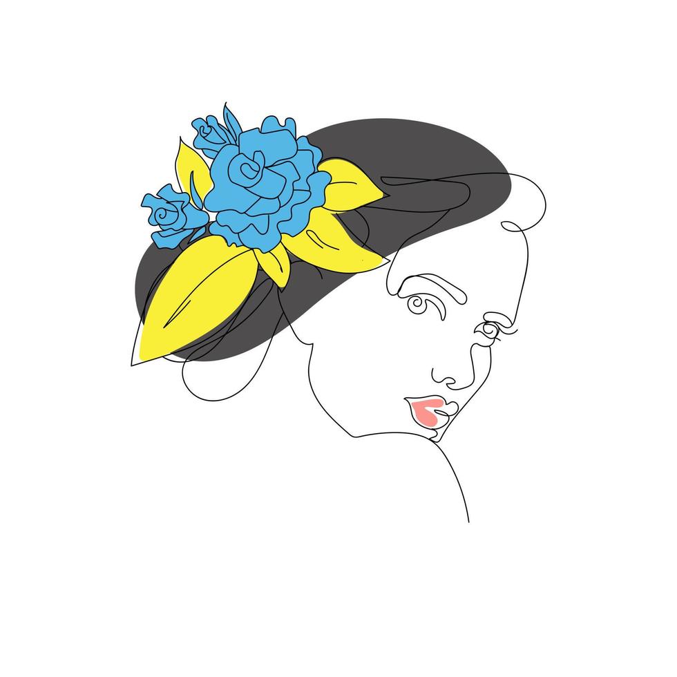 retrato lineal minimalista femenino. logotipos para salones de belleza, retrato de vector abstracto de una mujer
