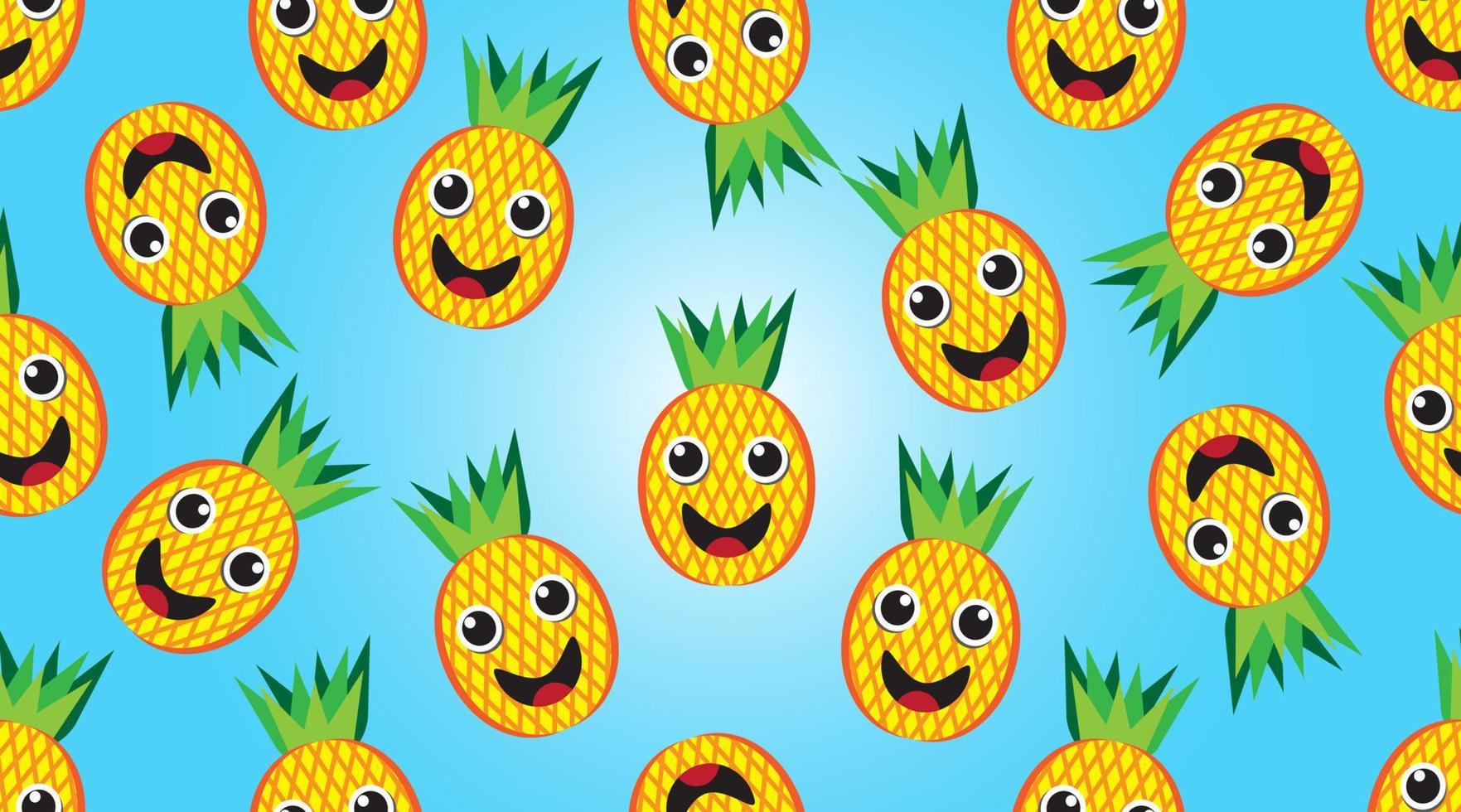 Seamless pattern with funny pineapples. Fruit funny background illustration vector