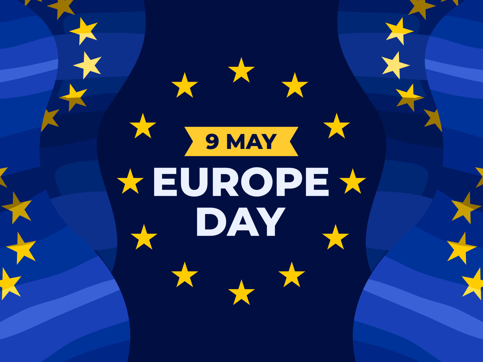 Europe Day Celebration at 9 May Design With Europe Flag. Happy Europe
