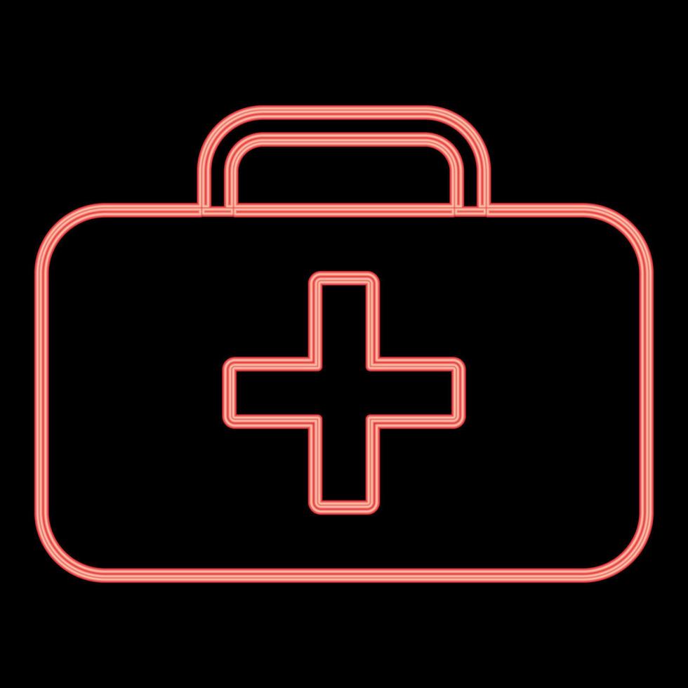 Neon medical case red color vector illustration flat style image