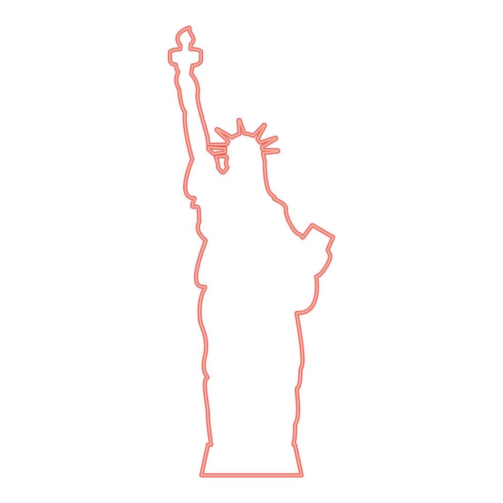 Neon statue of liberty red color vector illustration flat style image