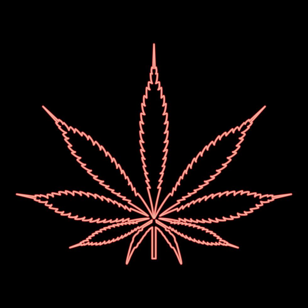 neón cannabis marihuana hoja color rojo vector ilustración estilo plano imagen