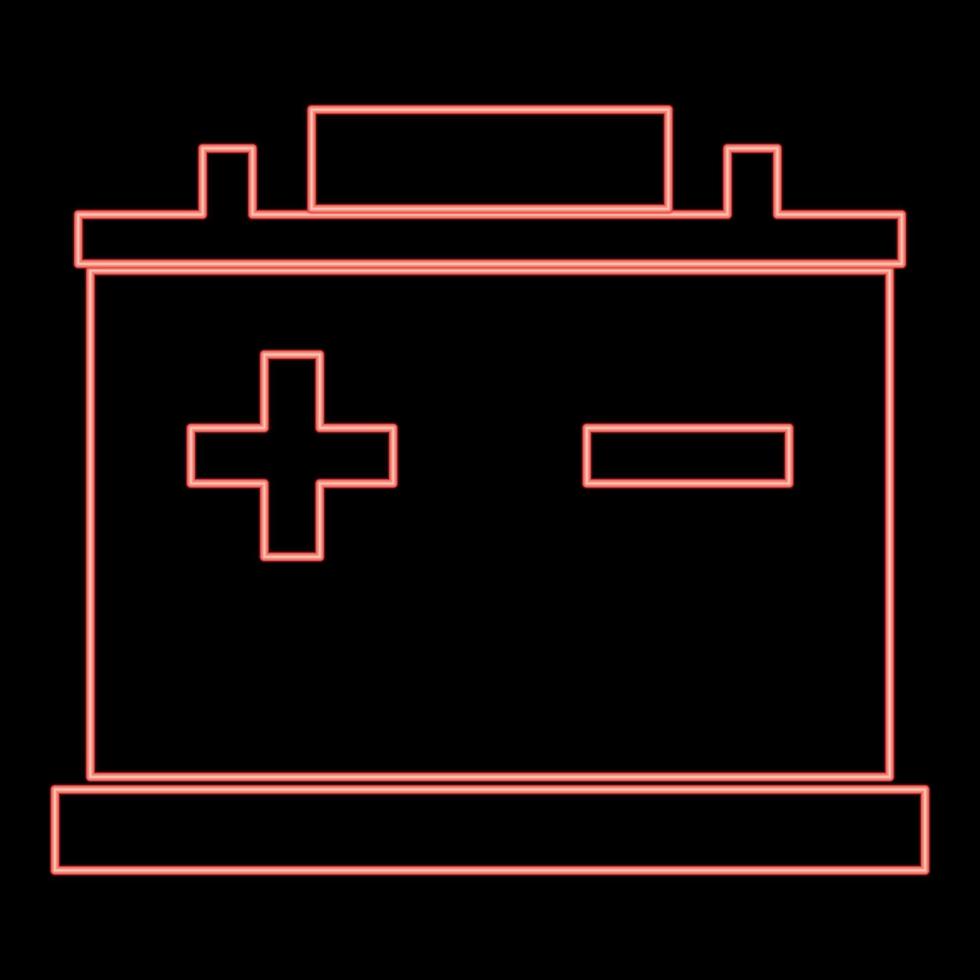 Neon car battery red color vector illustration flat style image