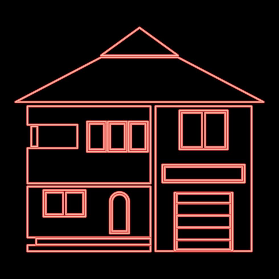 Neon house red color vector illustration flat style image