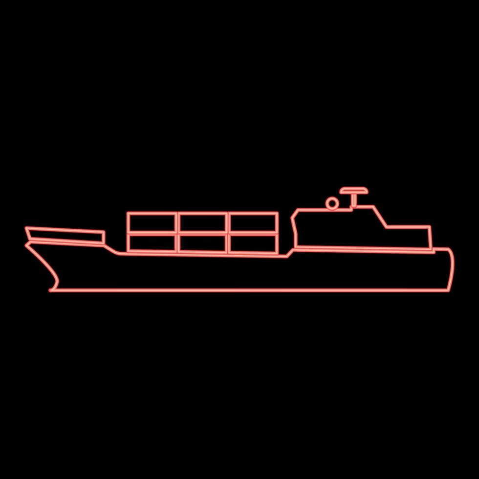 Neon merchant ship red color vector illustration flat style image
