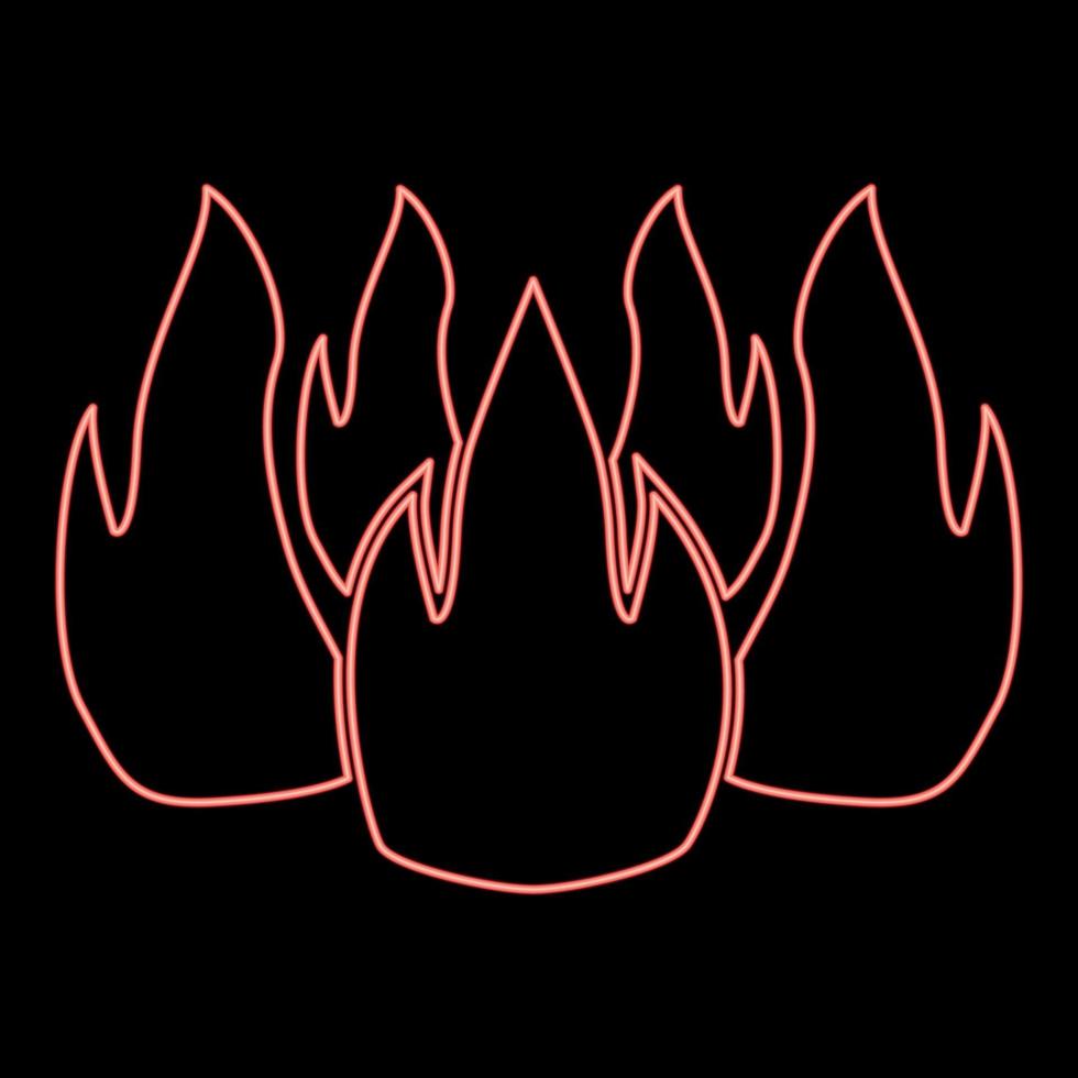 Neon fire red color vector illustration flat style image