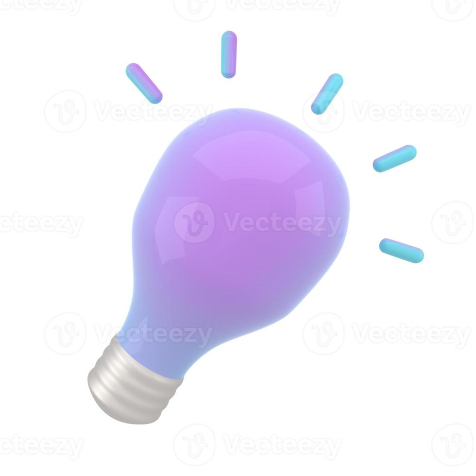 3d cartoon style minimal light bulb icon. Idea, solution, business, strategy concept. Solution and business idea. Thinking, invention symbol. photo