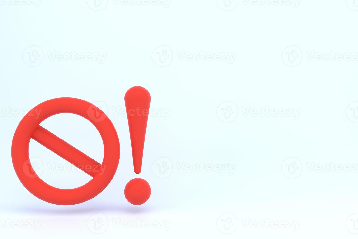 Forbidden red sign with copy space on pastel background. 3d Illustration. photo