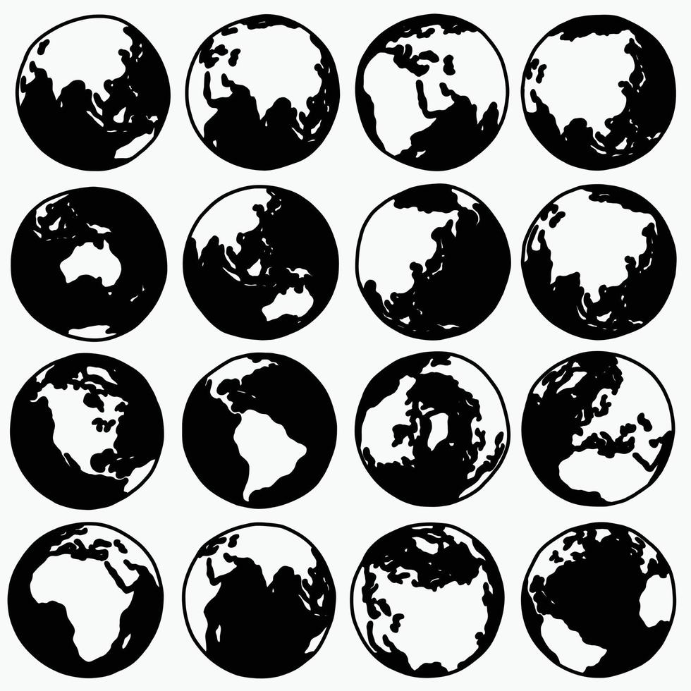 Doodle freehand drawing of earth collection. vector