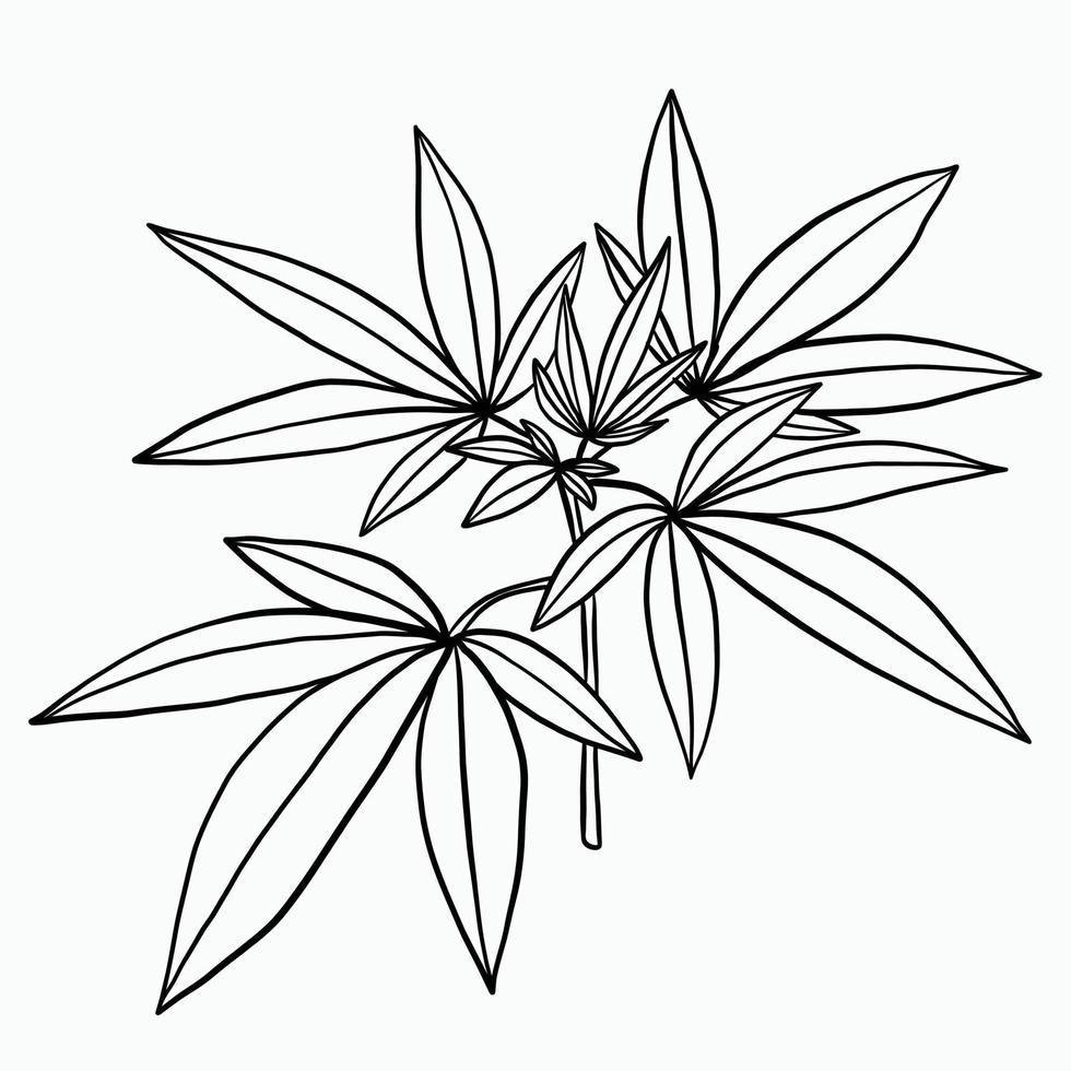 simplicidad planta de cannabis dibujo a mano alzada diseño plano. vector