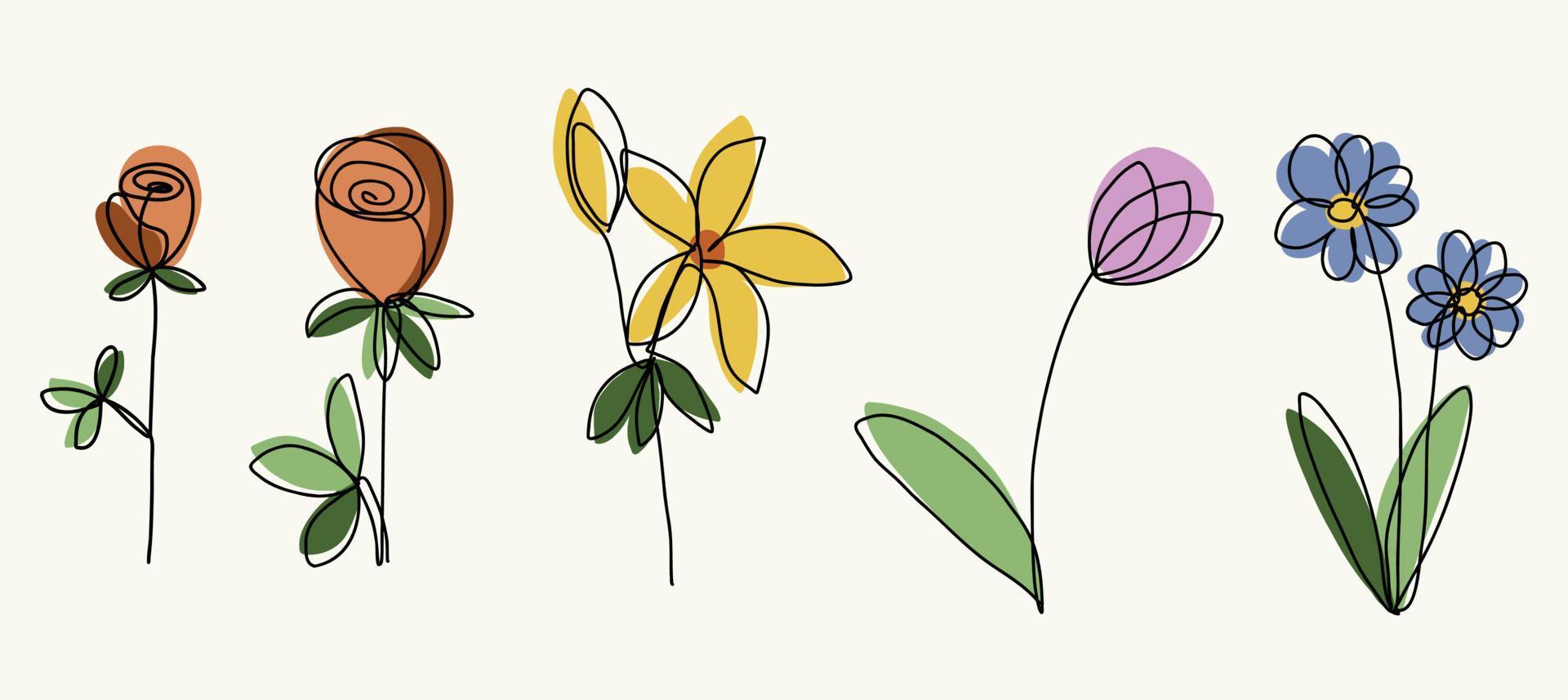 Simplicity flower freehand continuous line drawing flat design. vector